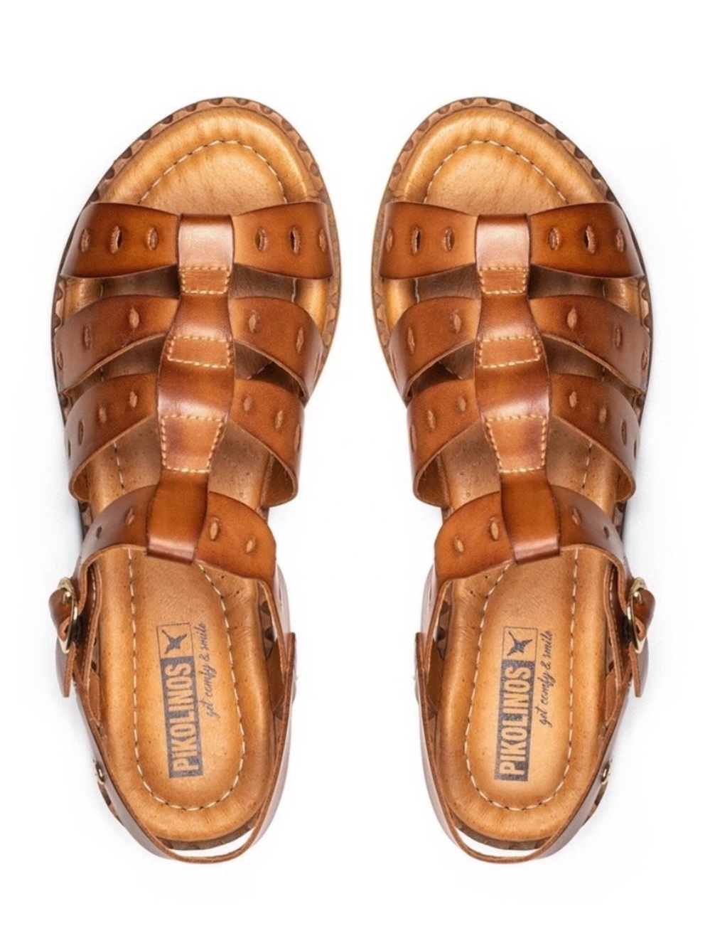 PIKOLINOS Tan Leather Strappy Gladiator Sandals